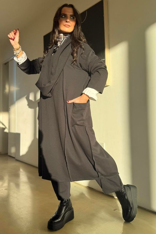 Sola Smart Tech Cowl Cocoon Dress Black